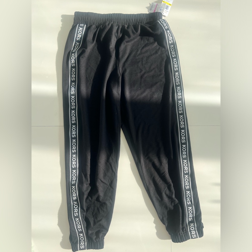 Michael Kors Black Kids Joggers with Logo Stripes